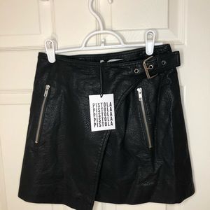 NWT New With Tags Pistola Rey vegan leather wrap skirt in Raven